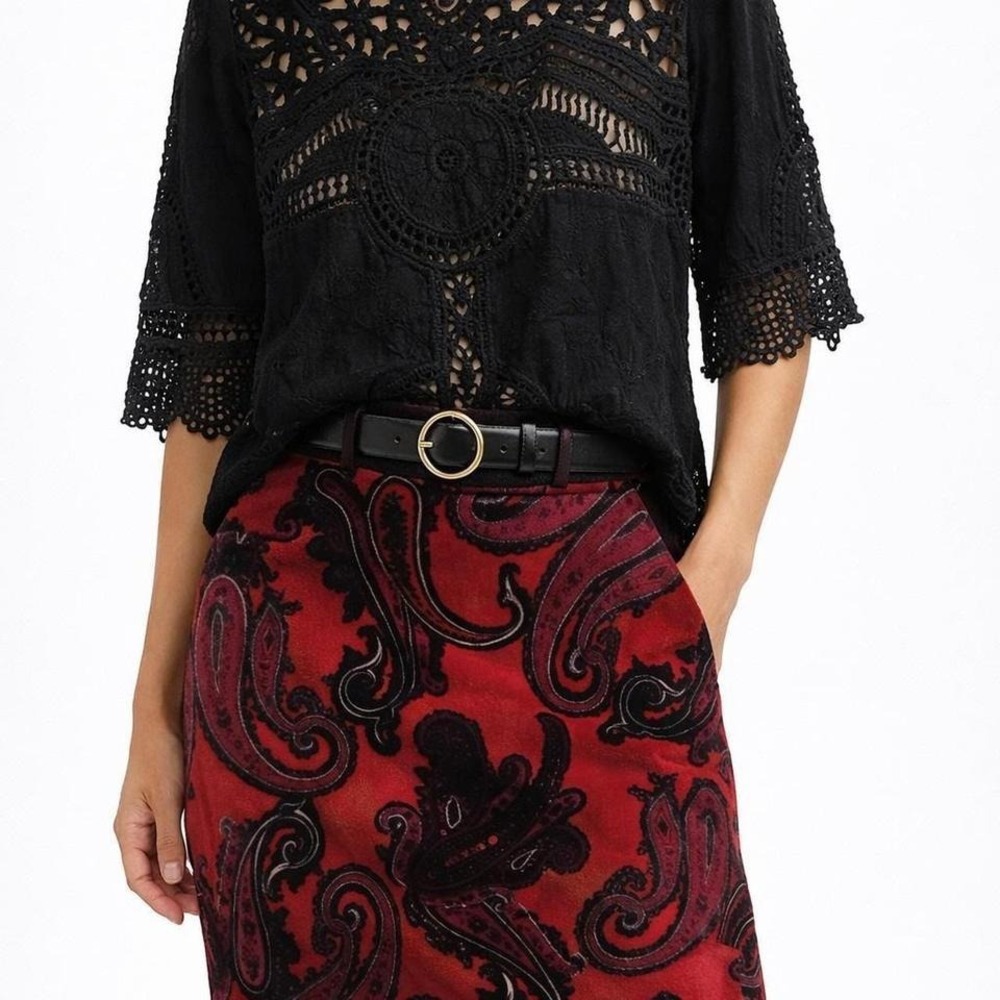 Black‎ Crochet Lace Boho whimsygoth Blouse